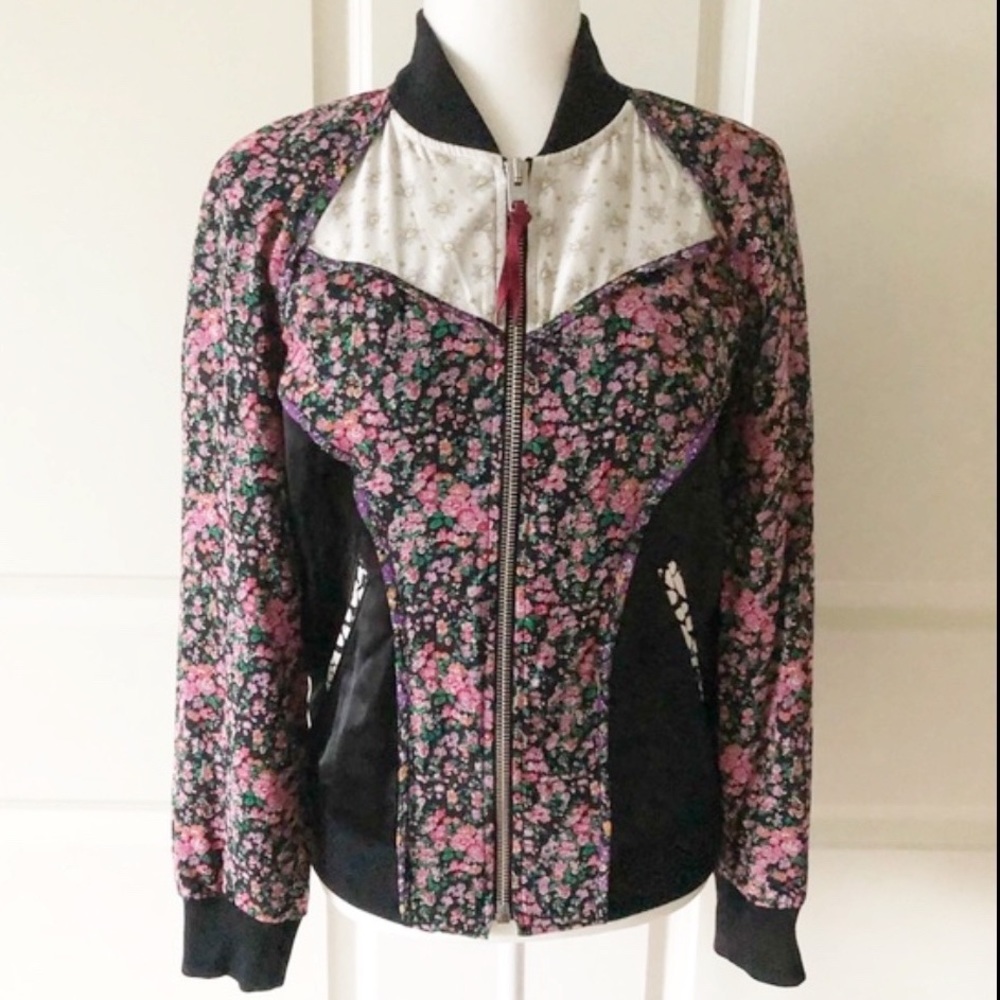 Coach 1941 Silk Floral Raglan Varsity Jacket Size Small